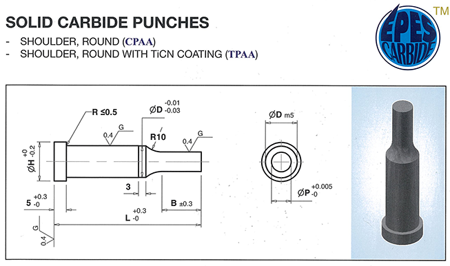 EPES Carbide Solid Carbide Block Punches